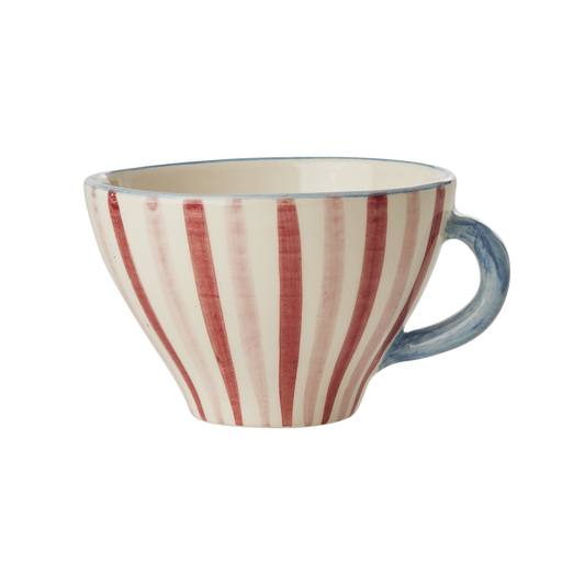 Ceramic Tea Cup - Hand Painted Stripes