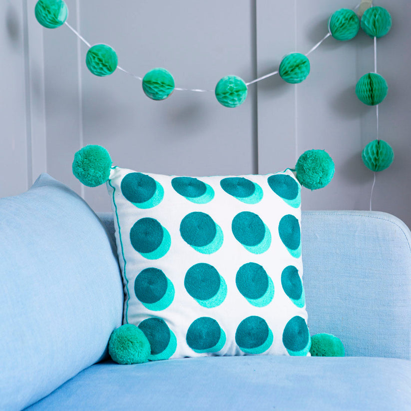 Letterpop Spots Cushion - Teal/ Mint