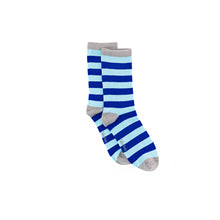 Load image into Gallery viewer, Dublin Blue &amp; Blue Stripe Bamboo Sock (seamless toe)
