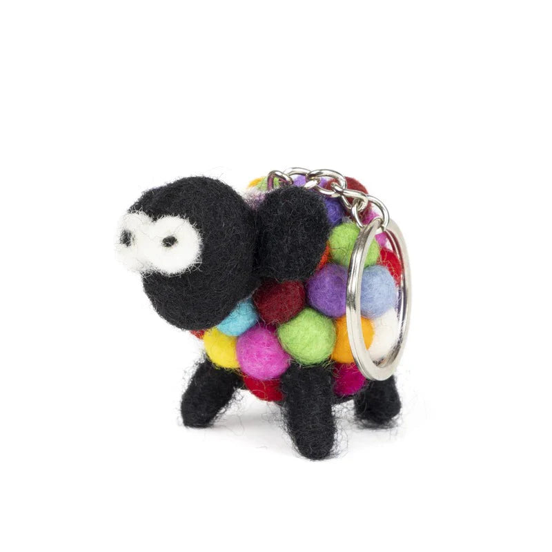Felt Wool Standing MultiColour Sheep Keyring