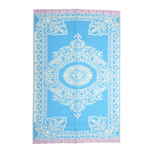Load image into Gallery viewer, Blue Recycled Plastic Rug with Flower Border
