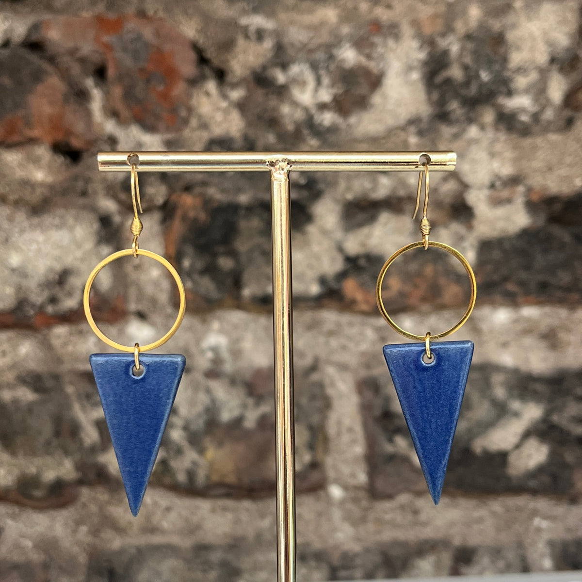 Muddled Triangle Hoops - Blue