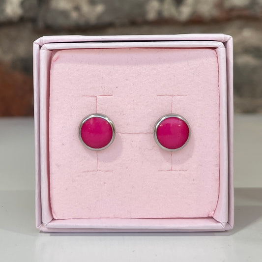 Silver round studs - Pink