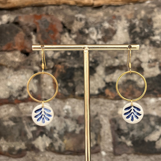 Muddled Leaf Imprint Hoops