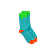 Load image into Gallery viewer, Green Paint Drip Bamboo Sock (seamless toe)
