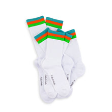Load image into Gallery viewer, White &amp; Green Bamboo Hiking Socks (seamless toe)

