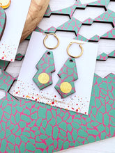 Load image into Gallery viewer, Safari Print Earrings - Green &amp; Pink
