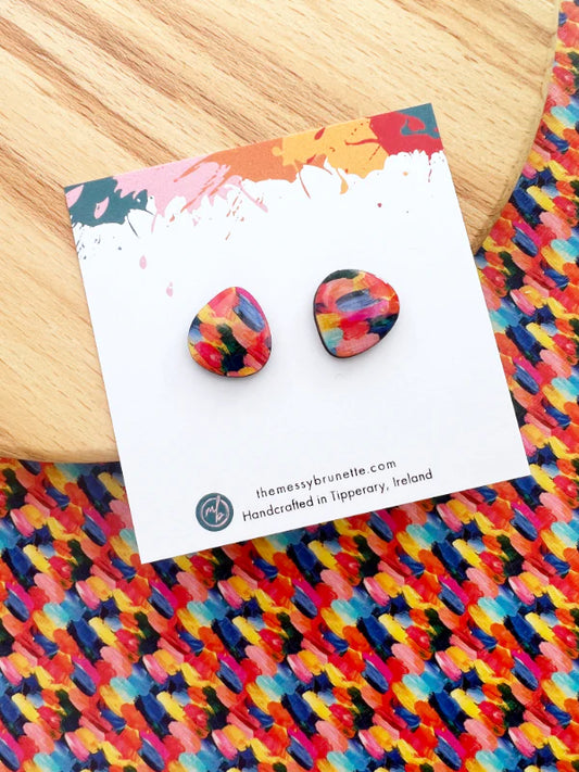 The Messy Brunette Brush Stroke Studs