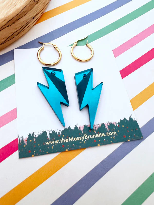 The Messy Brunette Lightening Bolt Hoops