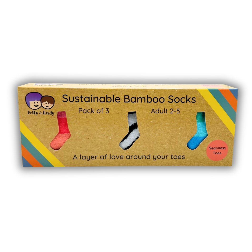 Gift Box - Set of 3 Bamboo Socks (Adult UK 2 - 5)
