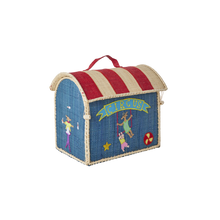 Load image into Gallery viewer, Raffia Kids Bag with Circus Theme
