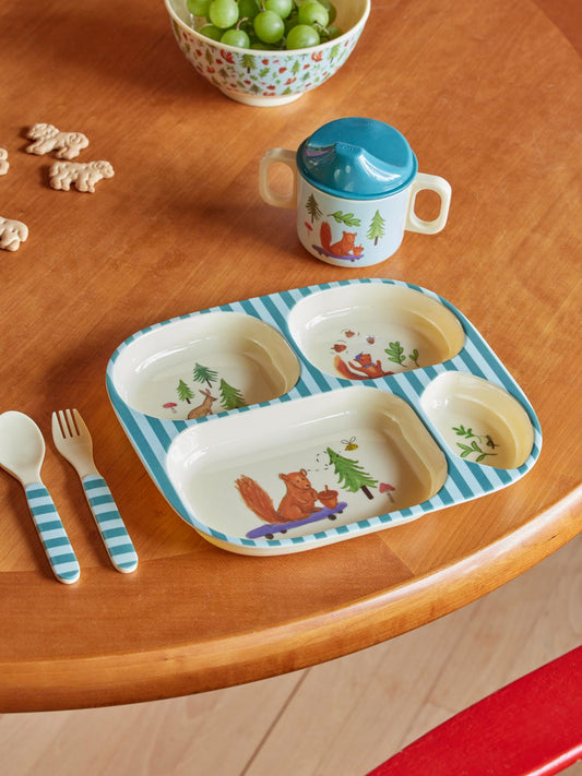 Baby Dinner Set - Blue - Happy Forest Print