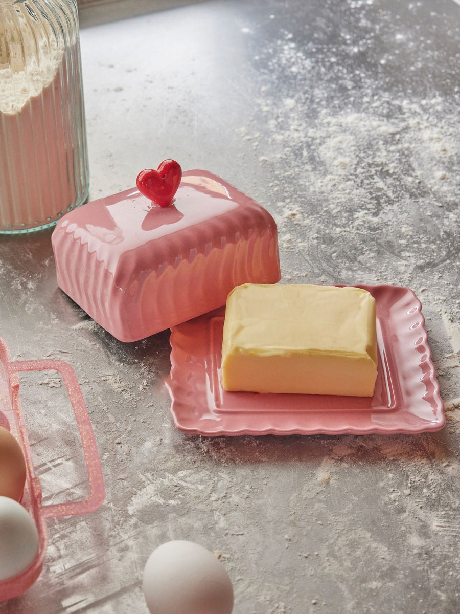 Ceramic Butter Dish - Pink