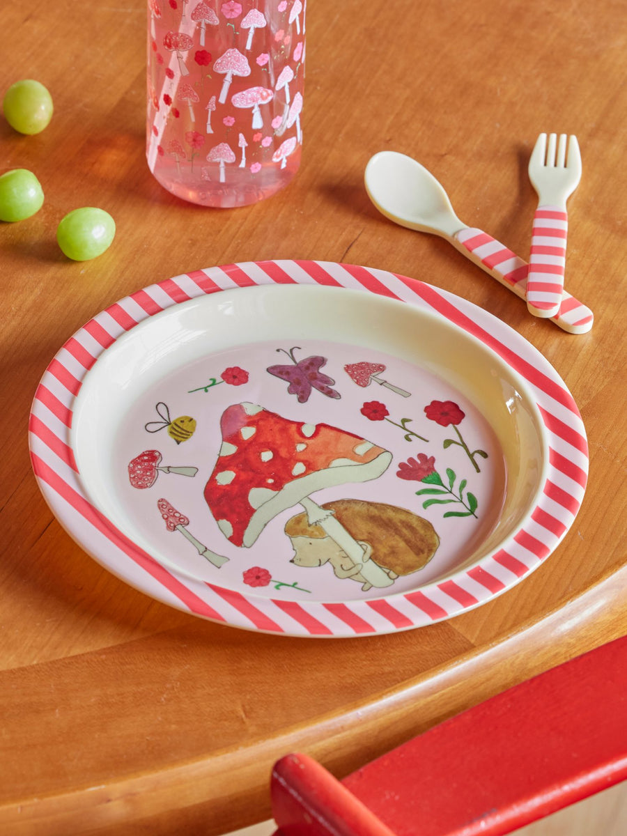 Mushroom Print Melamine Lunch Plate