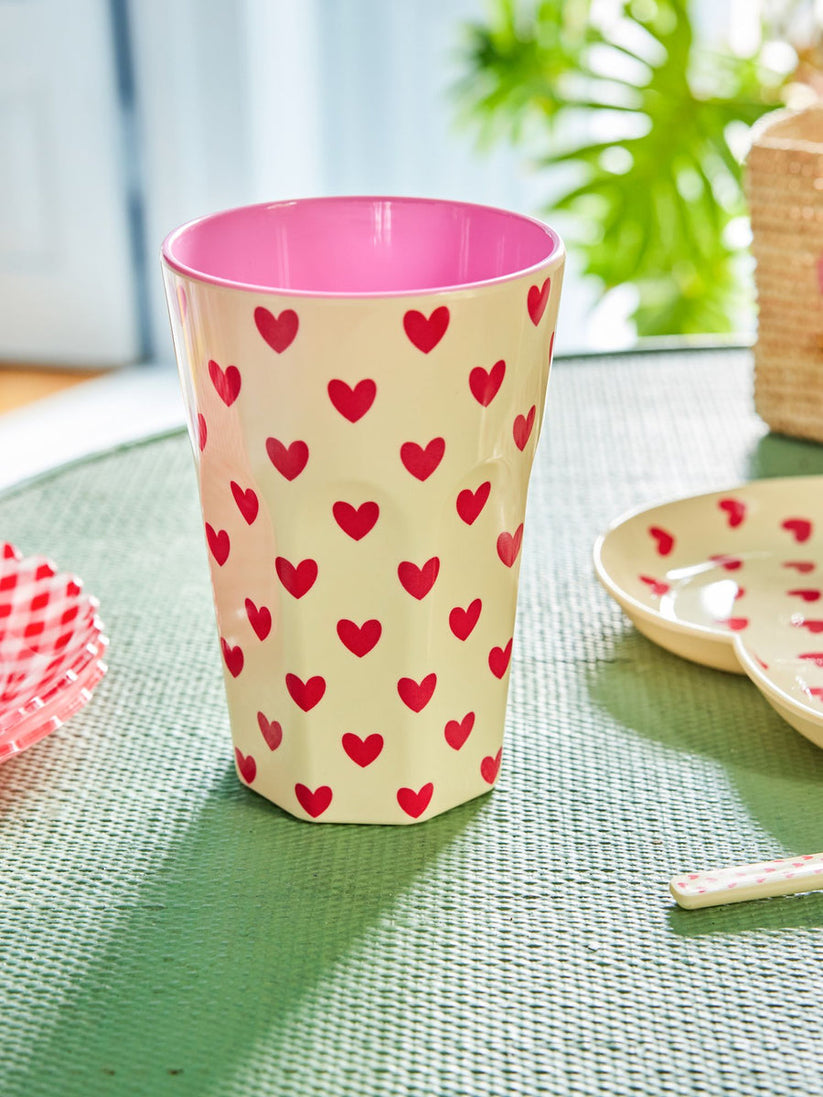 Tall Melamine Cup- Darling Hearts Print