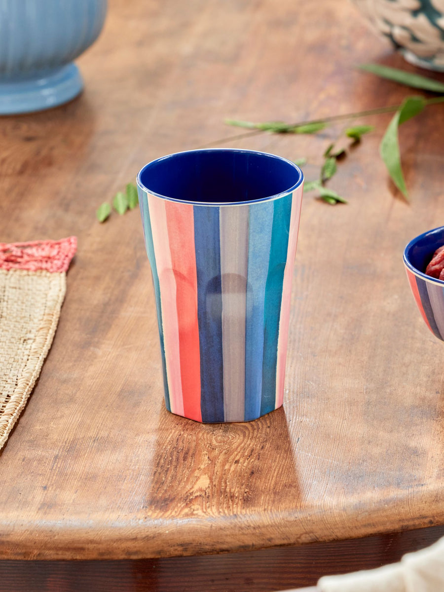 Melamine Cup Tall -N.Y Stripe Print