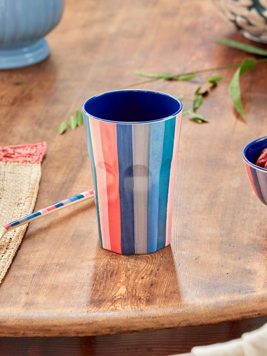 Melamine Cup Tall -N.Y Stripe Print
