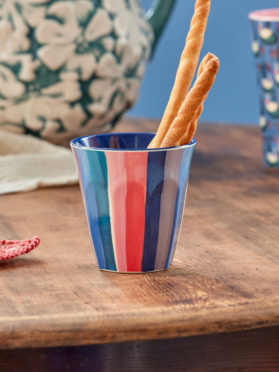 Melamine Cup Medium - N.Y Stripe Print