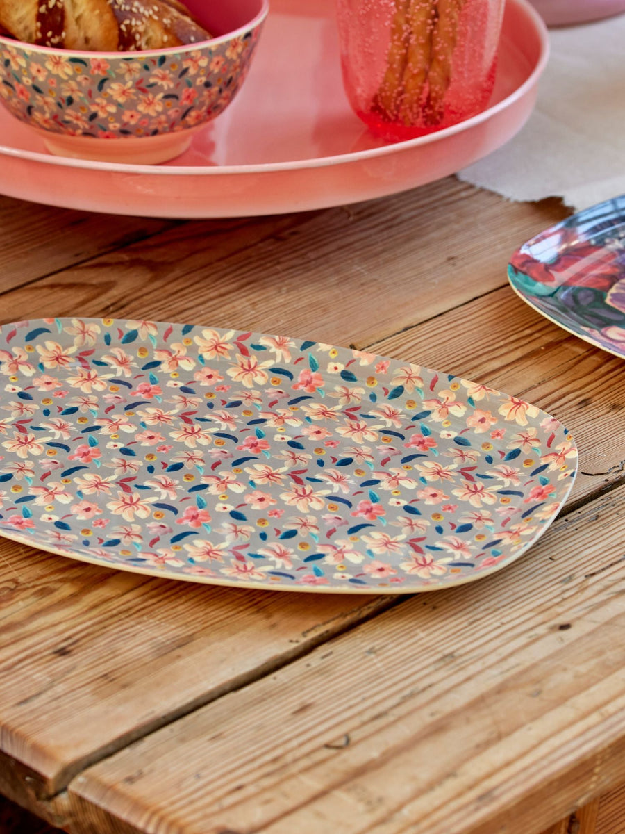 Melamine Rectangular Plate/ Tray - Small Sandy Flower