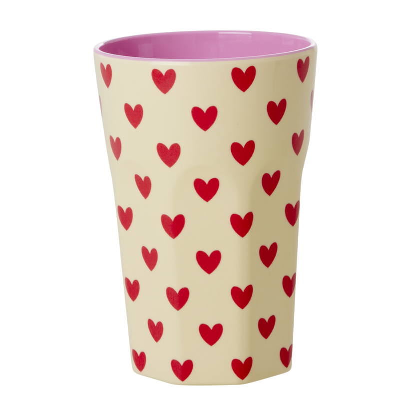 Tall Melamine Cup- Darling Hearts Print