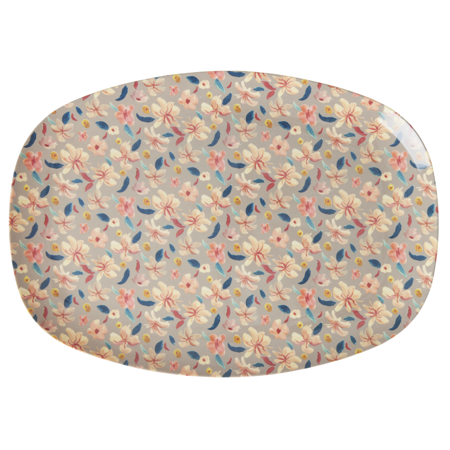 Melamine Rectangular Plate/ Tray - Small Sandy Flower