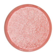 Load image into Gallery viewer, Metal Round Tray in Coral With Embossed Details - Large
