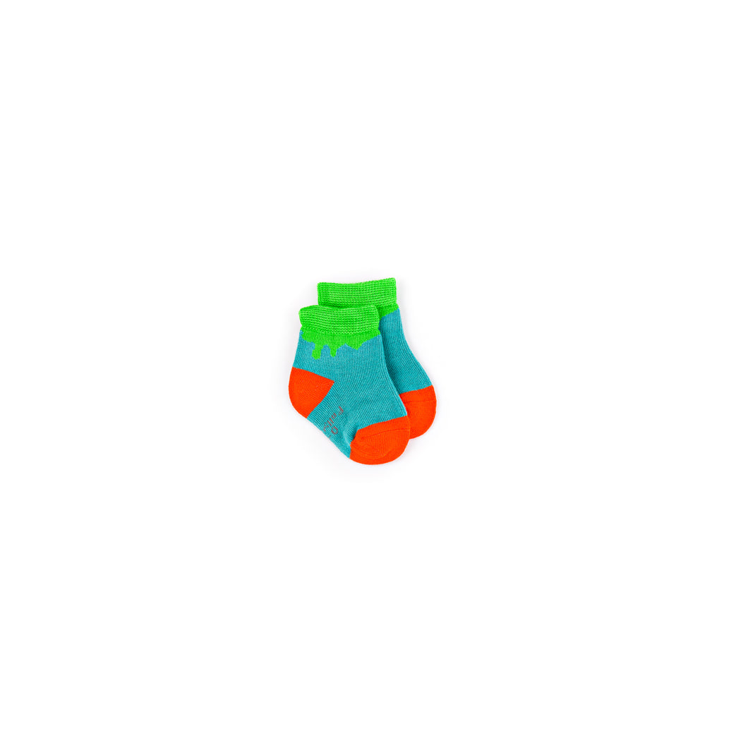 Green Paint Drip Bamboo Sock (seamless toe)