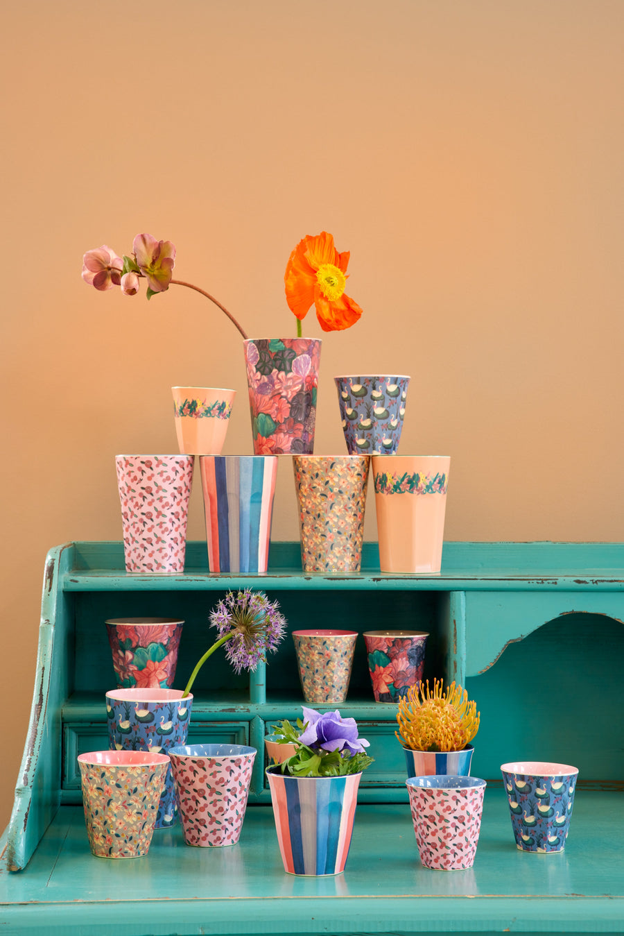 Melamine Cup Tall - Small Sandy Flower Print