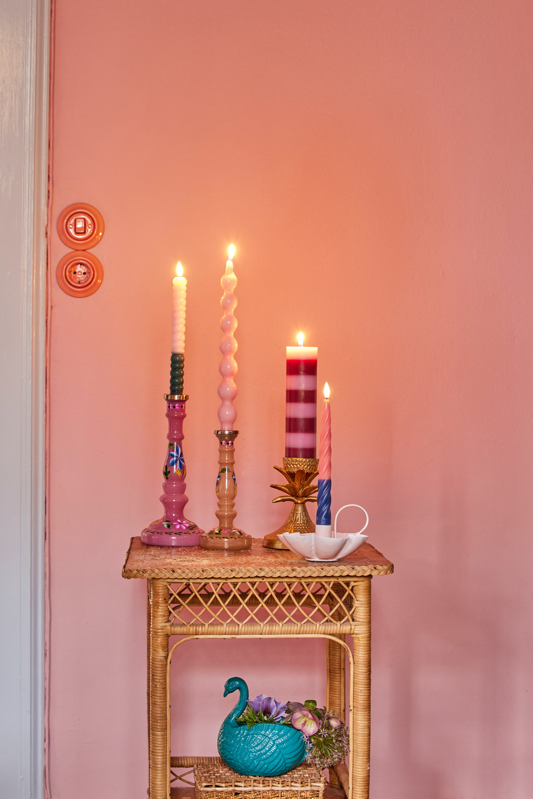 LED Candle - Coral & Blue