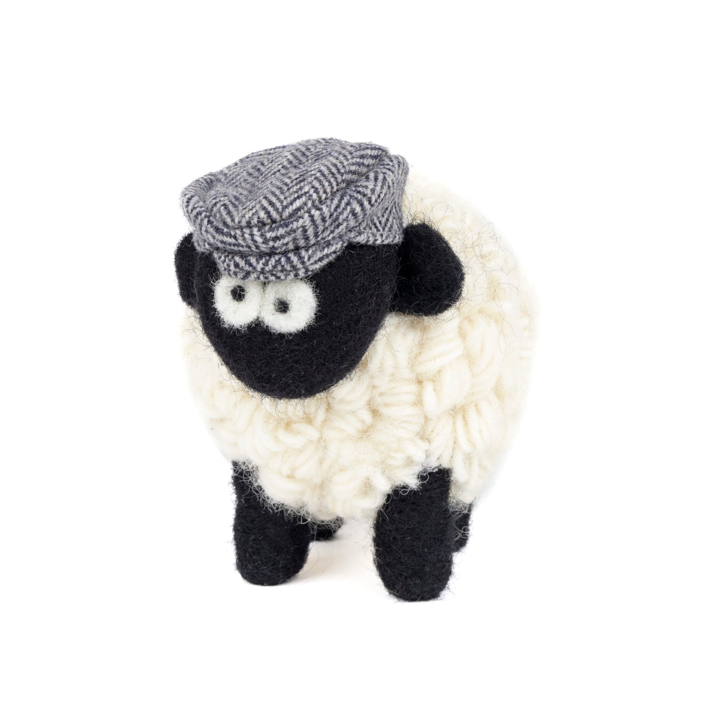 Knitted Sheep Collectible Mountain w/ Blue Flat cap