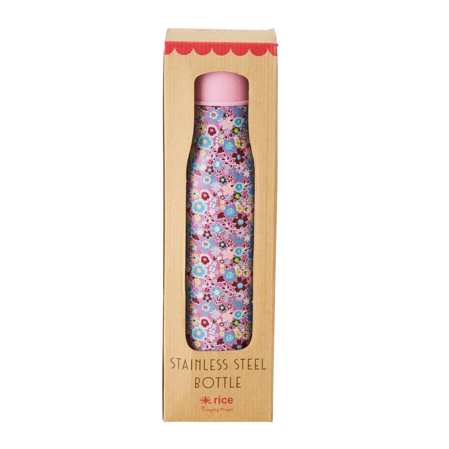 Stainless Steel Drinking Bottle with Lavender Fall Floral Print