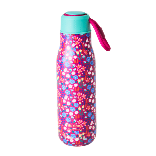 Stainless Steel Drinking Bottle with Poppy Print
