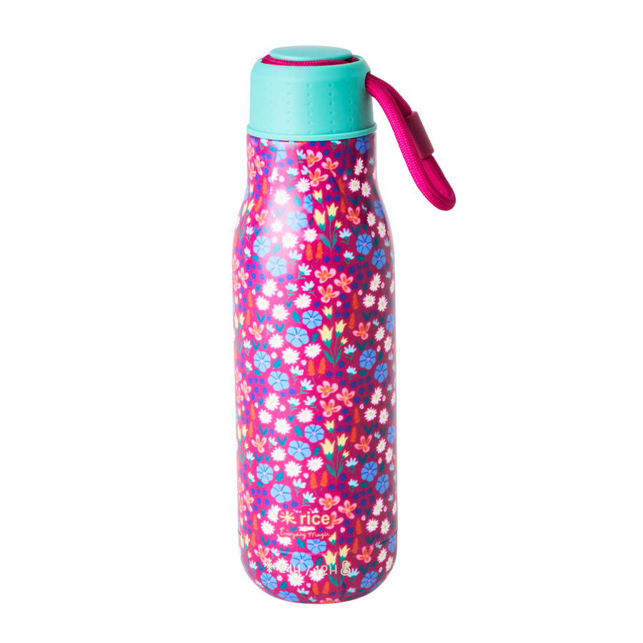 Stainless Steel Drinking Bottle with Poppy Print