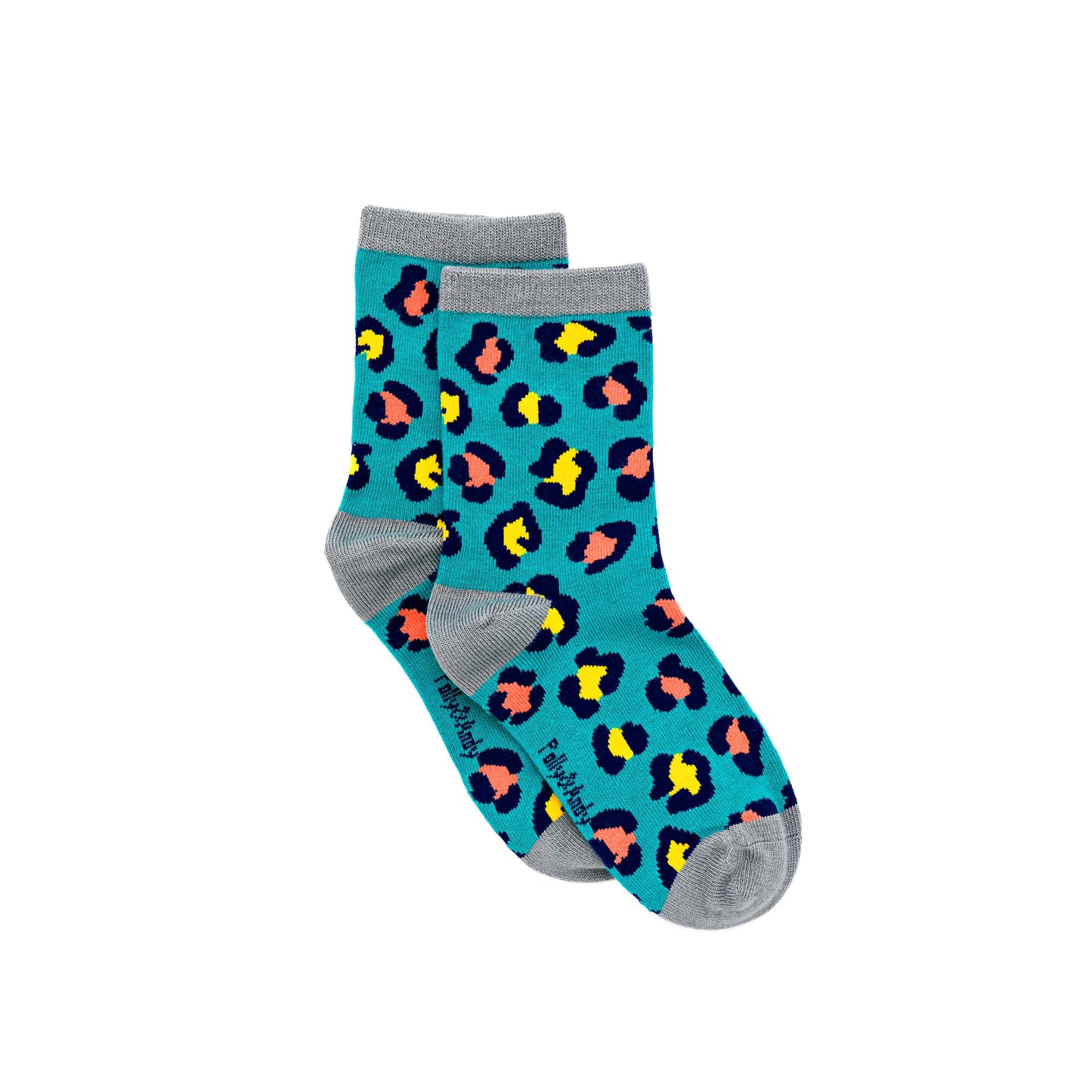 Teal Leopard Bamboo Sock (seamless toe)