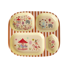 Load image into Gallery viewer, Melamine 4 Room Plate - Pink Fun Fair Print
