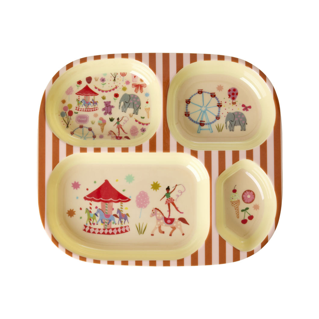 Melamine 4 Room Plate - Pink Fun Fair Print