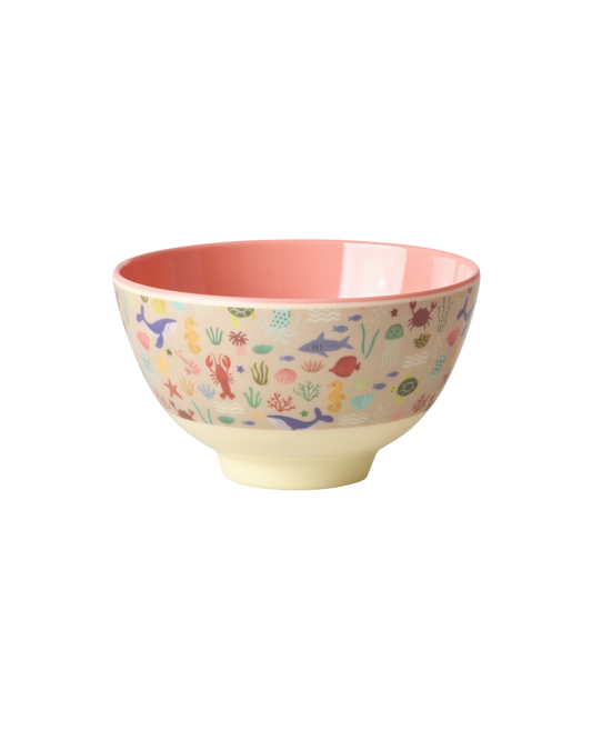 Melamine Small Bowl - Coral Ocean Print