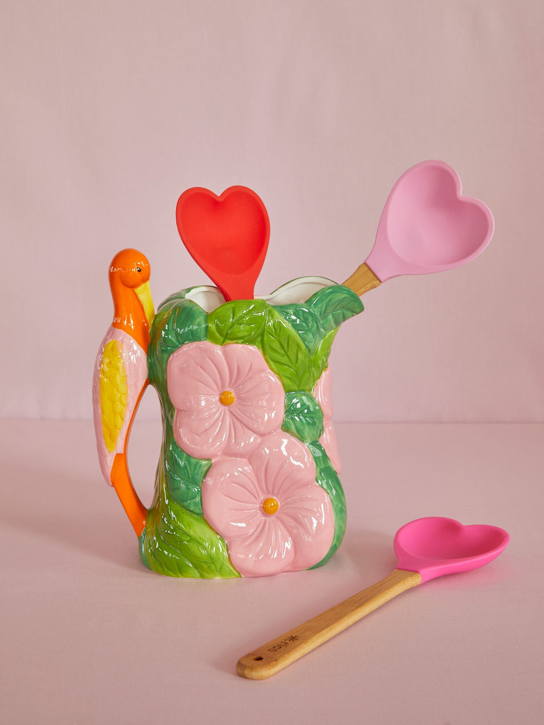 Ceramic Flower Vase with Bird Handle