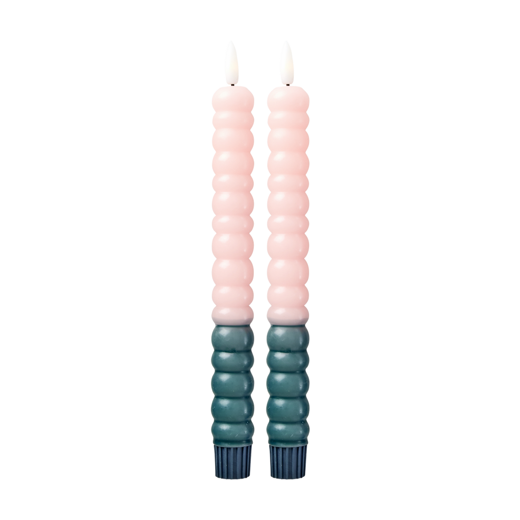 Bubble LED Candle in Green and Soft Pink