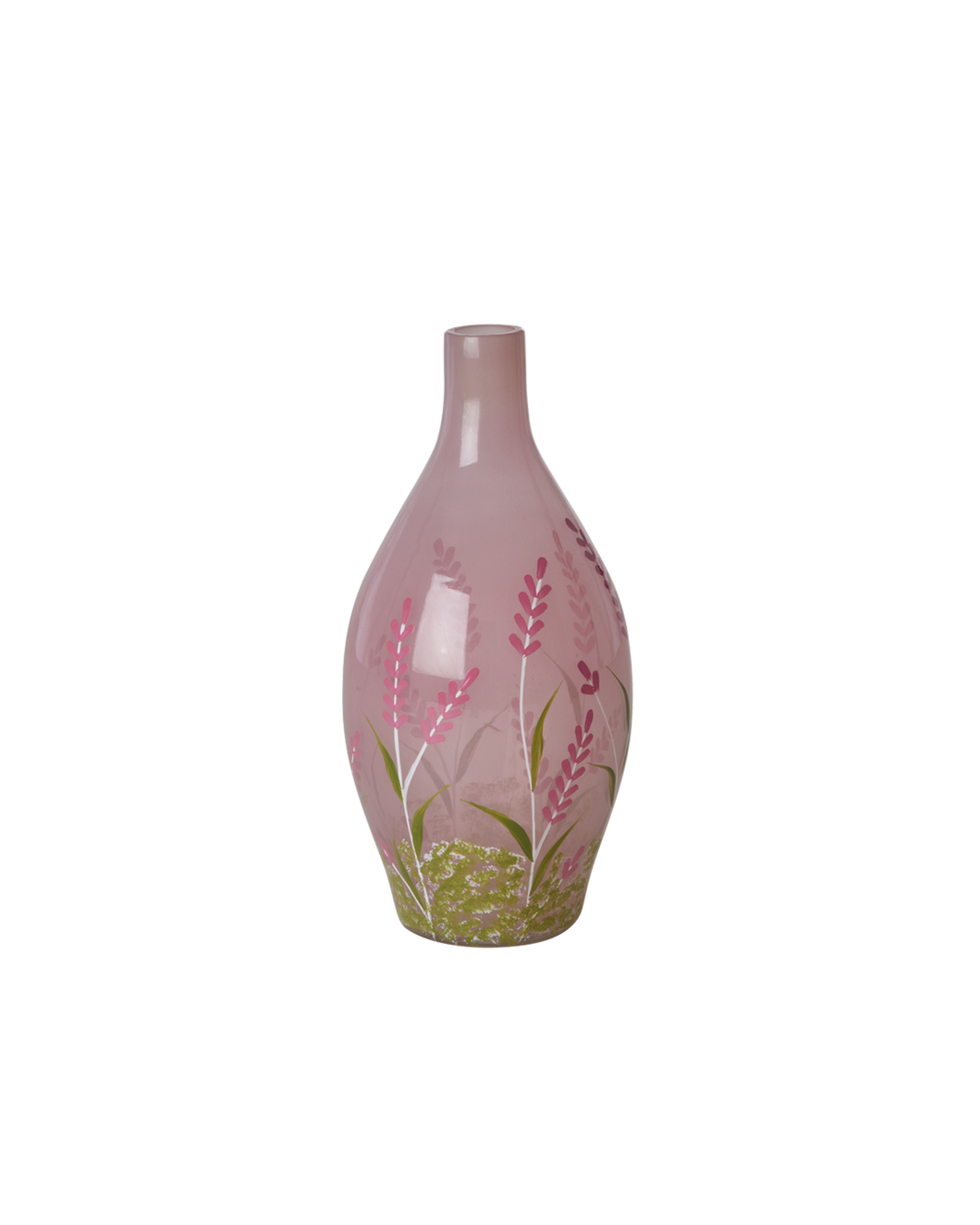 Glass Vase in Pink with Pink Flowers - 650ml