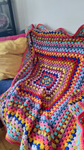 Load image into Gallery viewer, Chunky Granny Square Crochet Blanket – Bright, Bold &amp; Handmade by Denise
