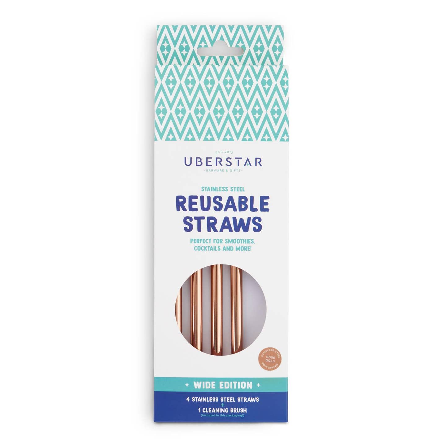 Reusable Stainless Steel Metal Straws - Rose Gold