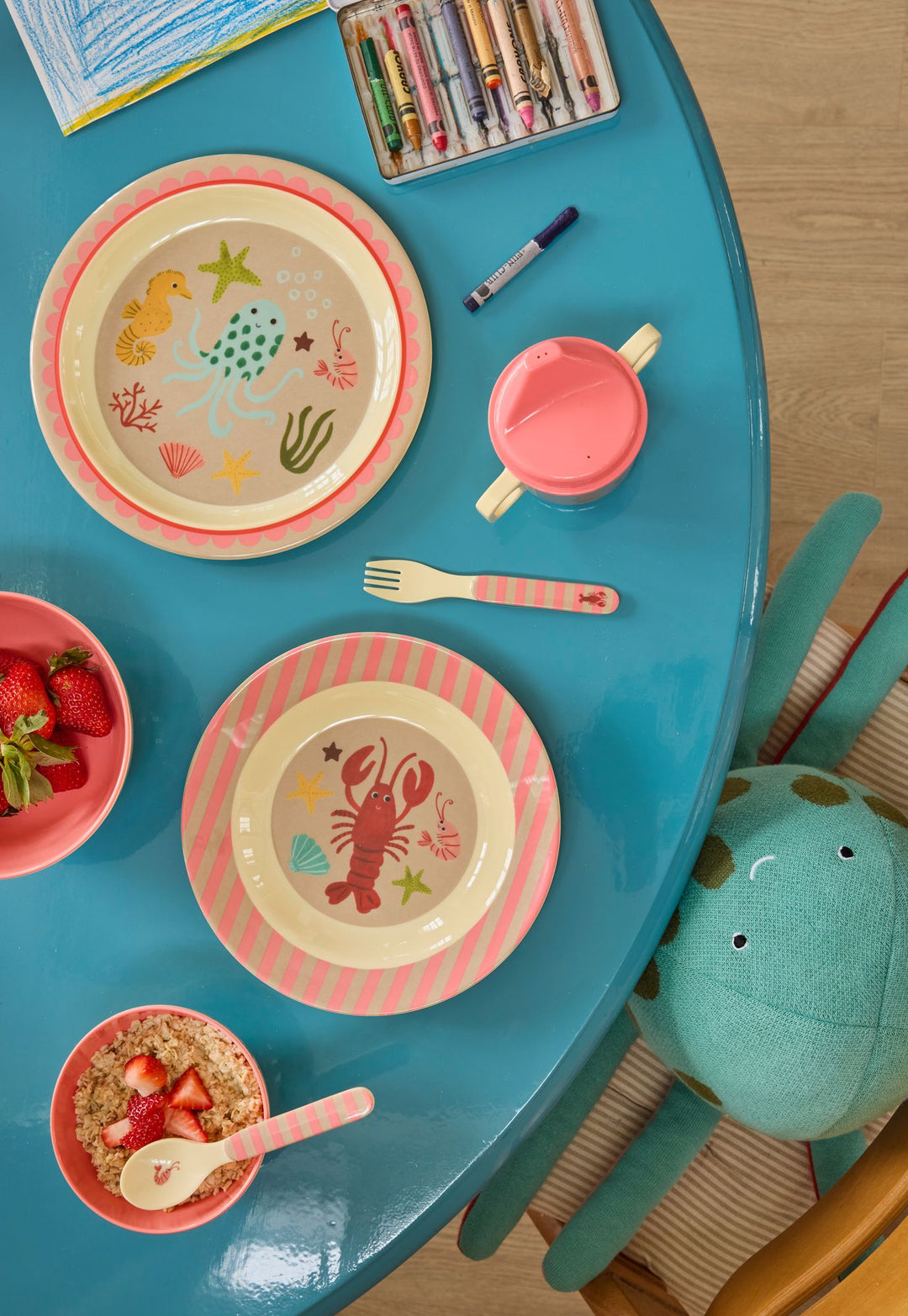 Melamine Lunch Plate - Coral Ocean Print