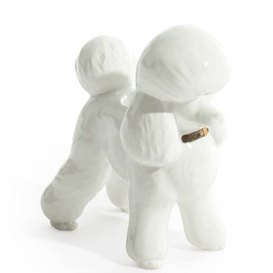 White Poodle Ceramic Candle Holder