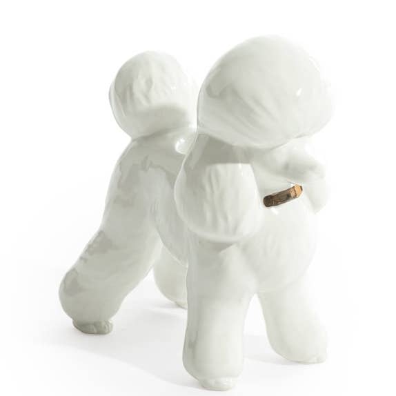 White Poodle Ceramic Candle Holder