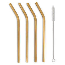 Load image into Gallery viewer, Reusable Stainless Steel Metal Straws - Gold
