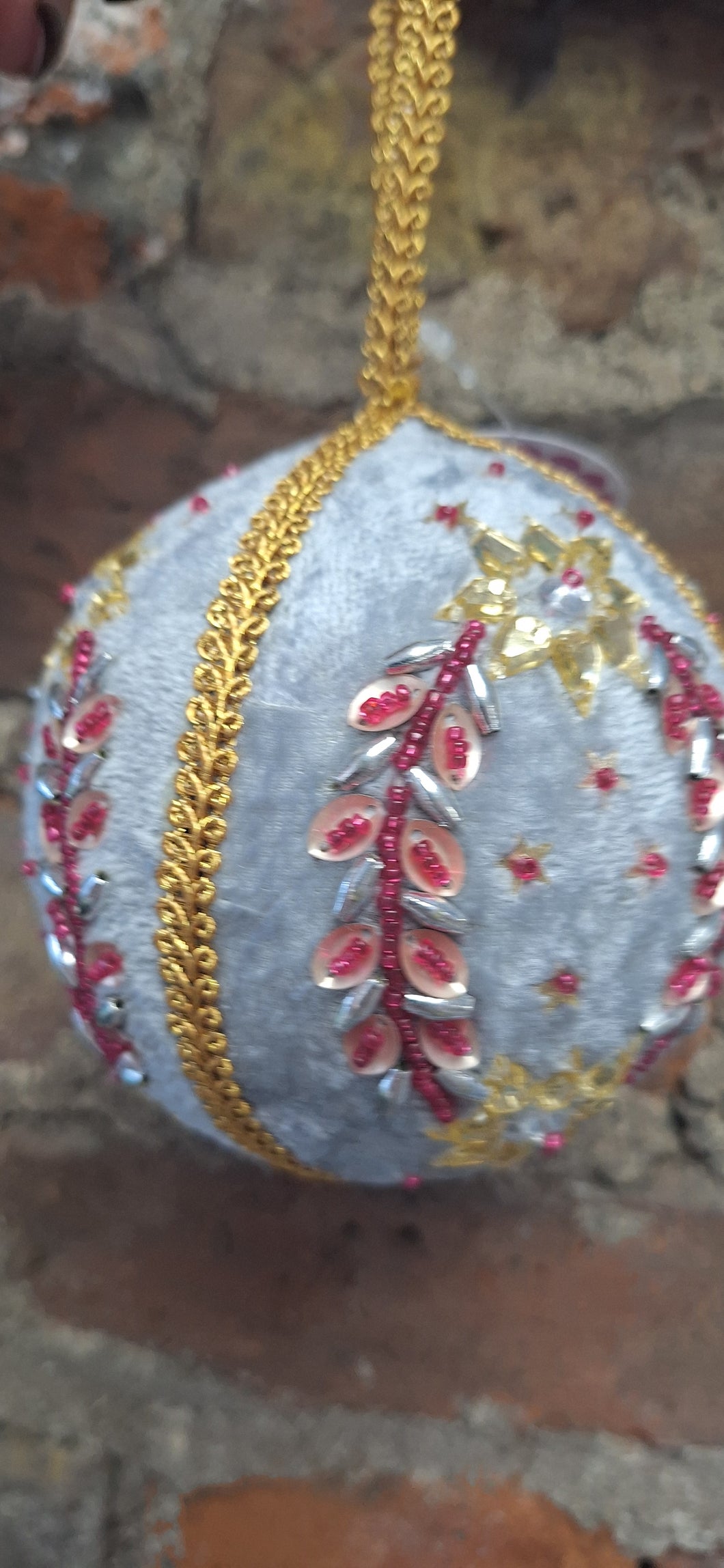 Large Velvet Beaded Bauble