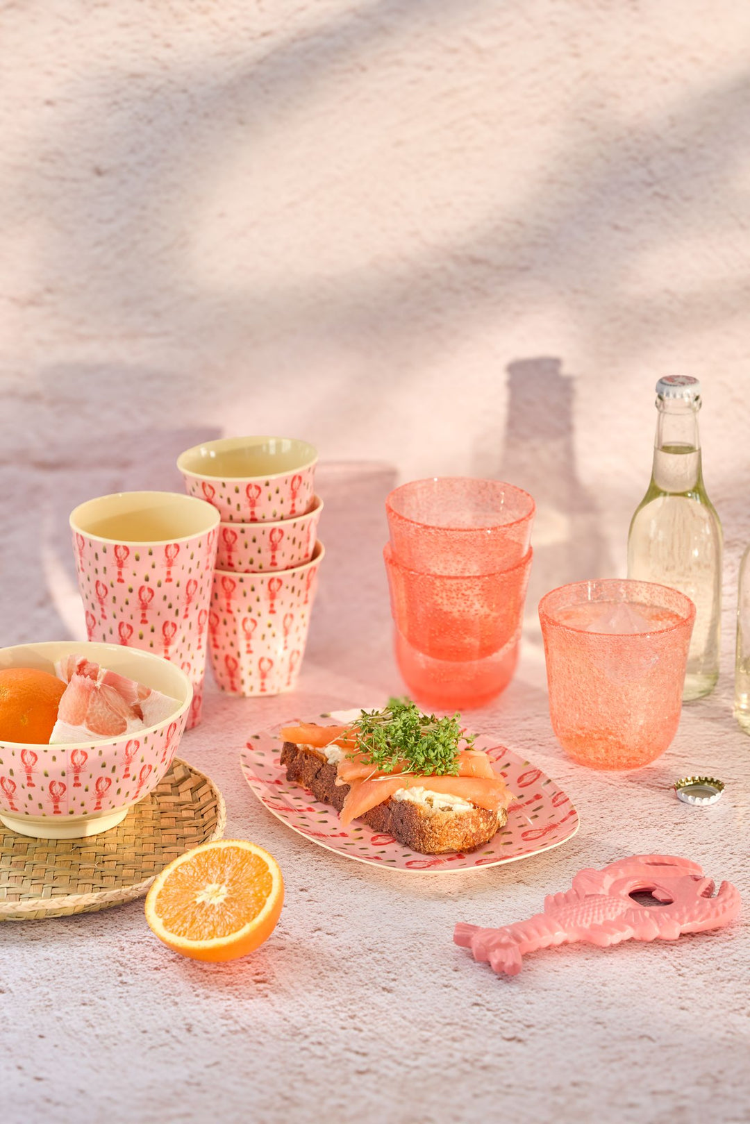 Medium Melamine Cup - Pink Lobster Print