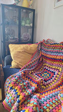 Load image into Gallery viewer, Chunky Granny Square Crochet Blanket – Bright, Bold &amp; Handmade by Denise

