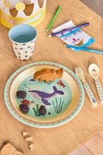 Load image into Gallery viewer, Melamine Kids Lunch Plate - Blue Ocean Print
